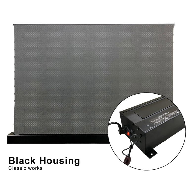 S ALR P Electric Tension Floor Screen With Obsidian Long Throw Ambient Light Rejecting