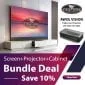 VIVIDSTORM S Pro Screen + AWOL Vision LTV-3500 Triple Laser Projector + Cabinet Super Bundle Deal