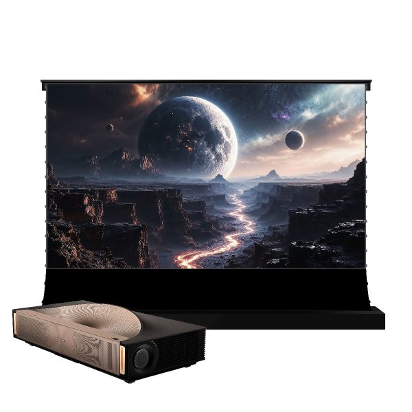BUNDLE Hisense L9Q Triple Laser UST Projector + VIVIDSTORM S Pro Floor Rising Screen Package Deal