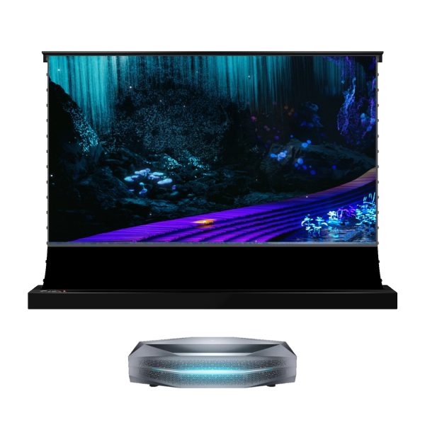 AWOL Vision Aetherion Max RGB Laser 4K UST Projector + VIVIDSTORM S Pro Motorised Floor Rising CLR/ALR Projector Screen Package Deal